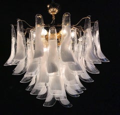 Large White Tulip Petals Murano Chandelier or Ceiling Light
