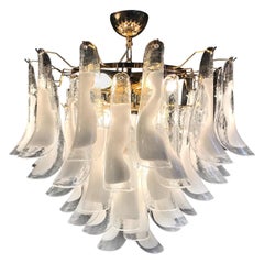 Large White Tulip Petals Murano Chandelier or Ceiling Light