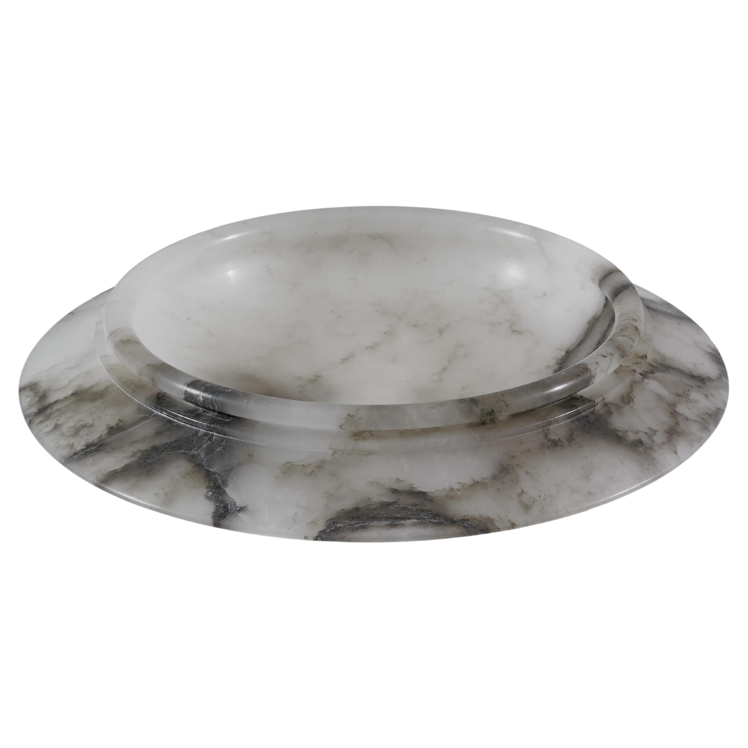 Large White Tuscan Alabaster Plate