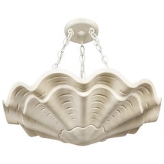 Large White Vintage Casella Undulating Shell Pendant Lights:: 2 Available