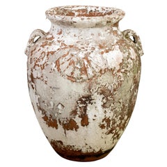 Large White Washed Terracotta Olive Oil Jar