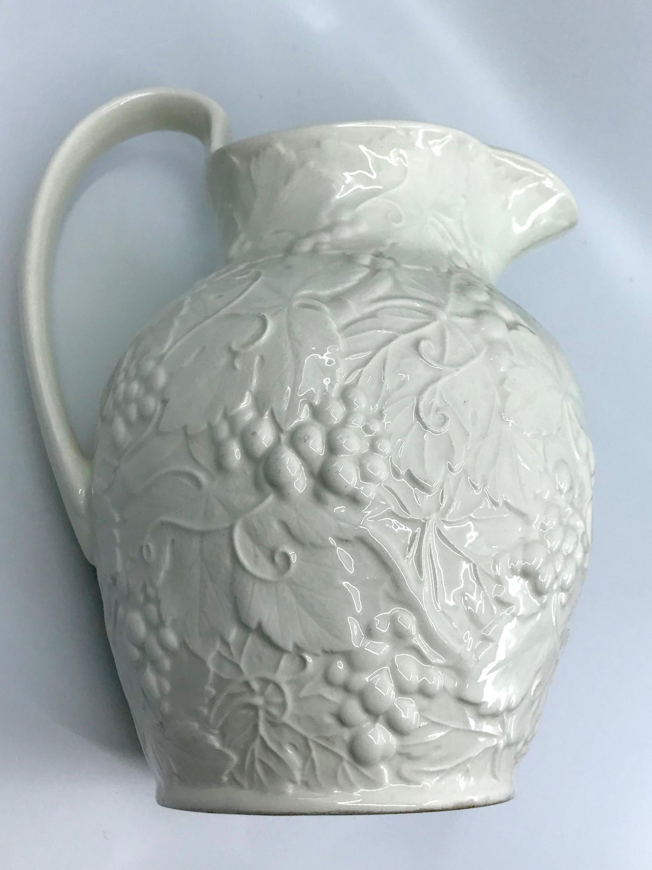 Pottery Large White Wedgwood Grape-Leaf Pitcher