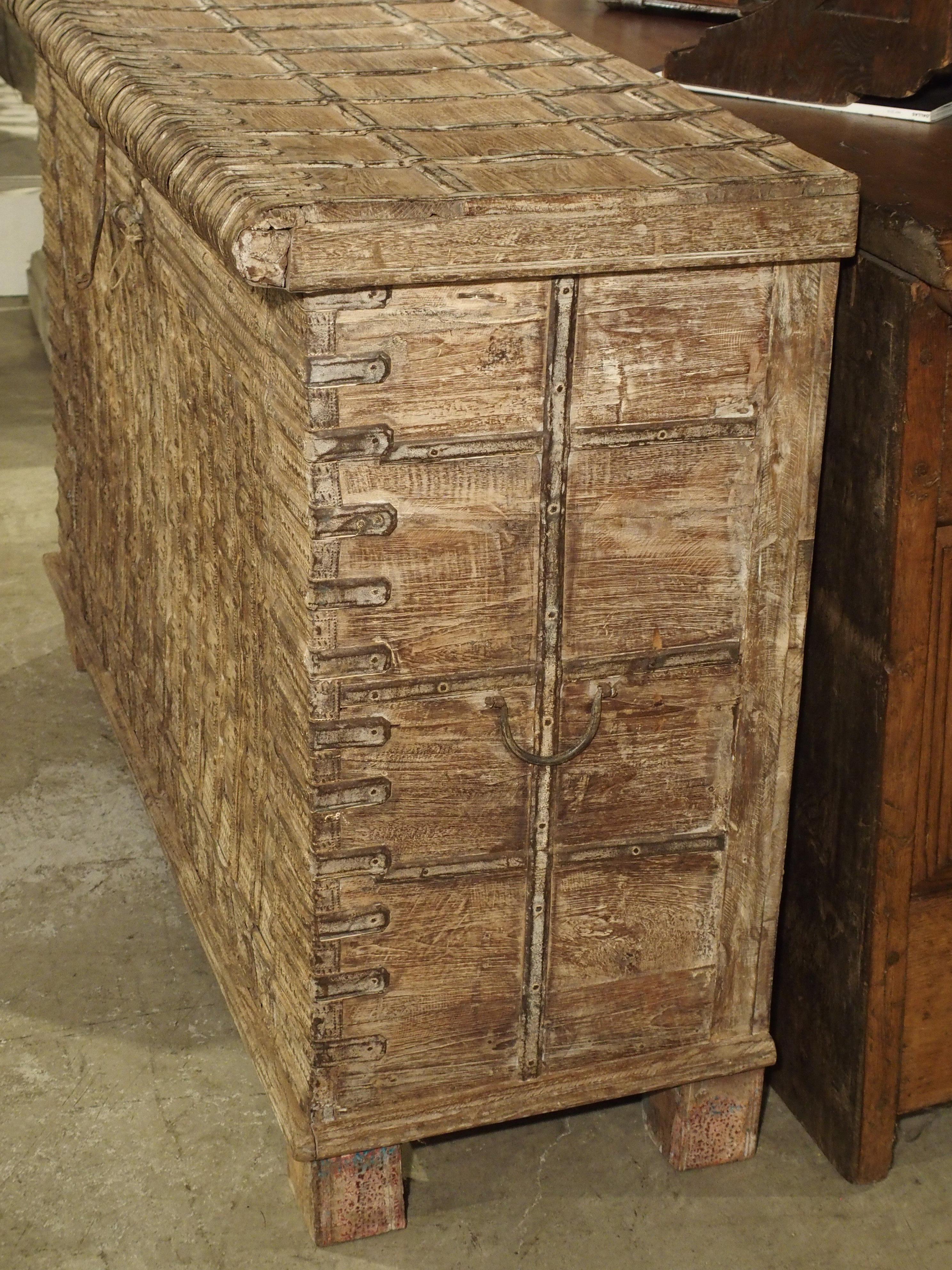 Indian Large Whitewashed Trunk from India Composed of Antique Elements