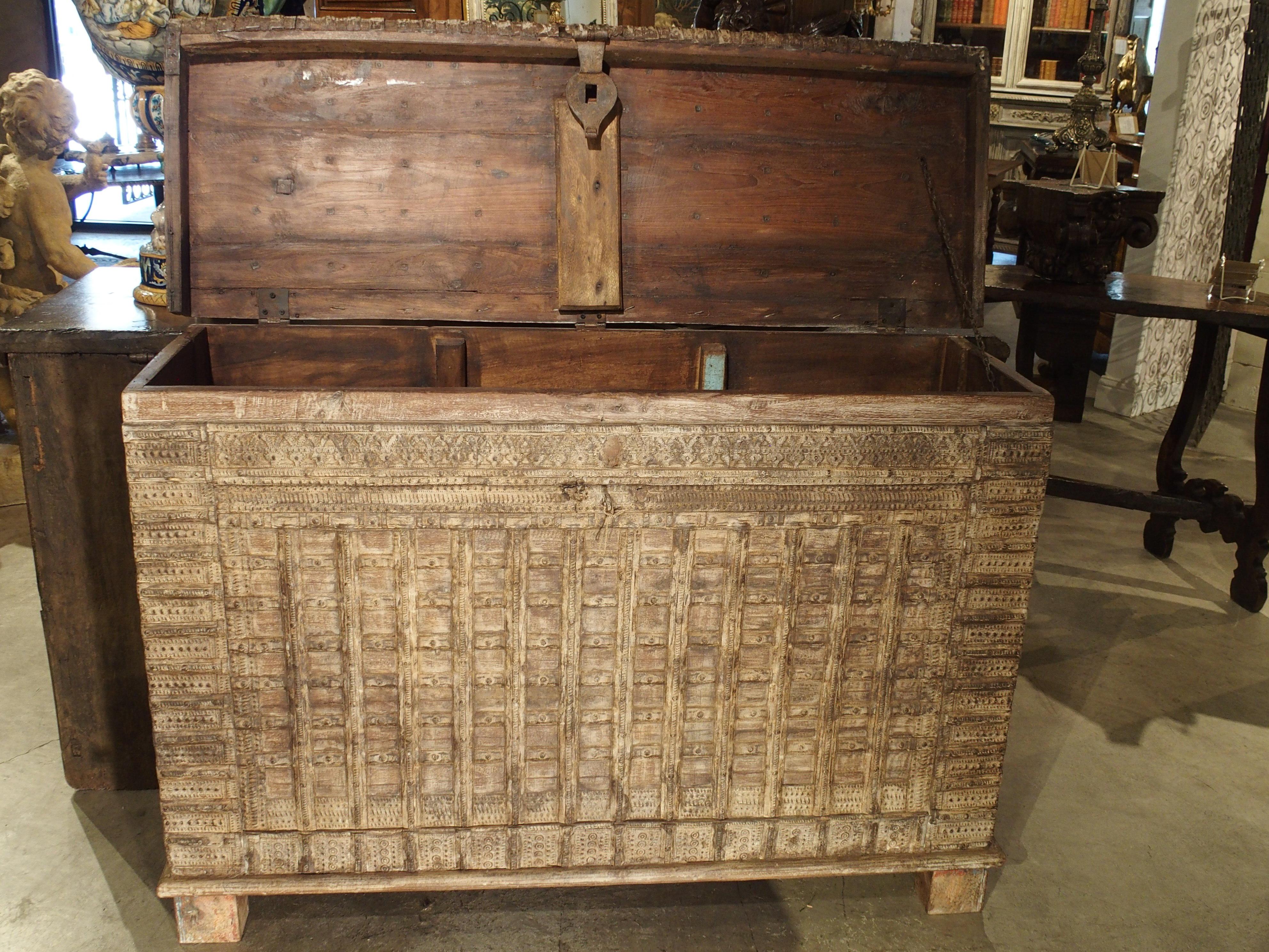 Large Whitewashed Trunk from India Composed of Antique Elements 1