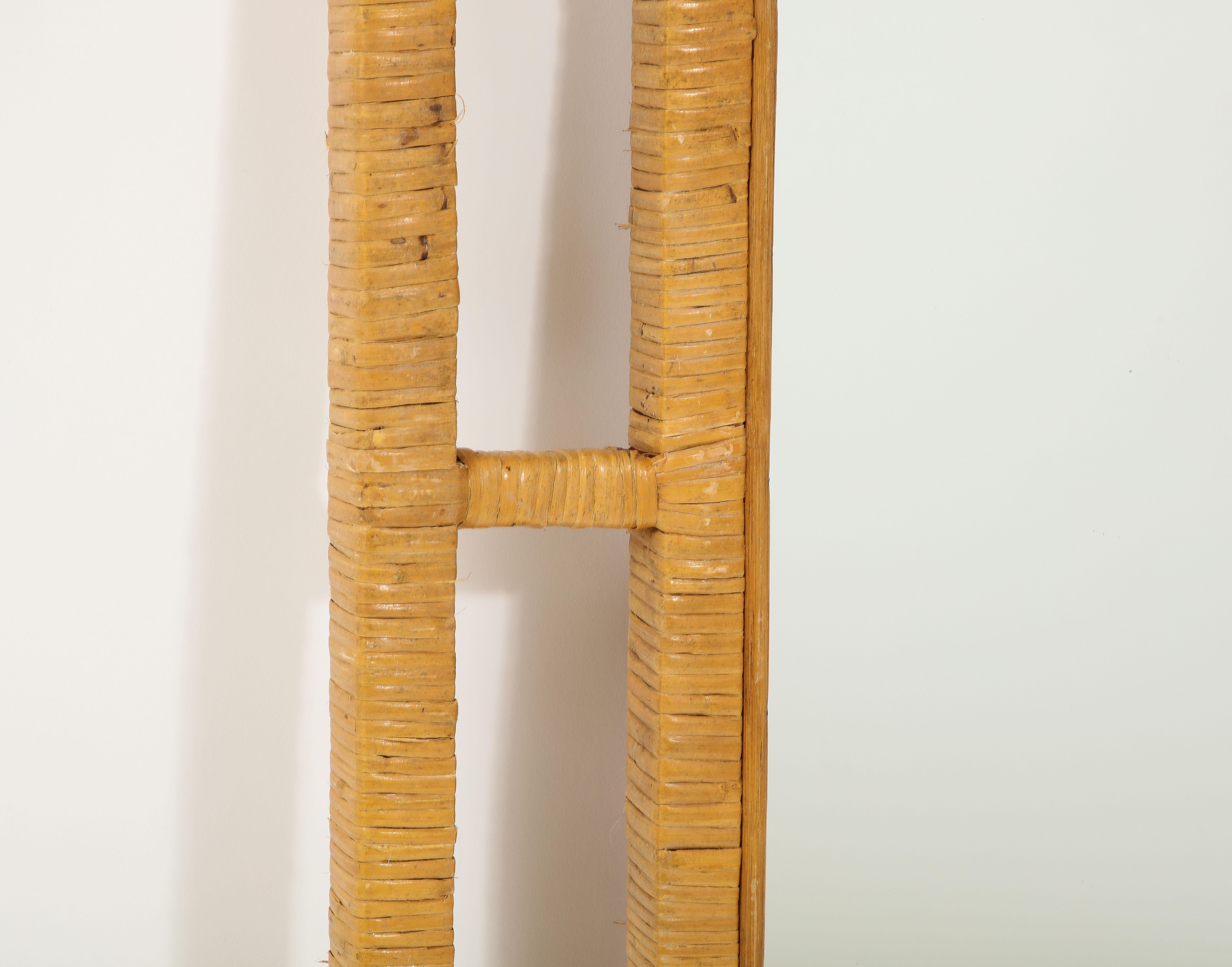 Large Wicker and Wood Mirror, France 1960's For Sale 3