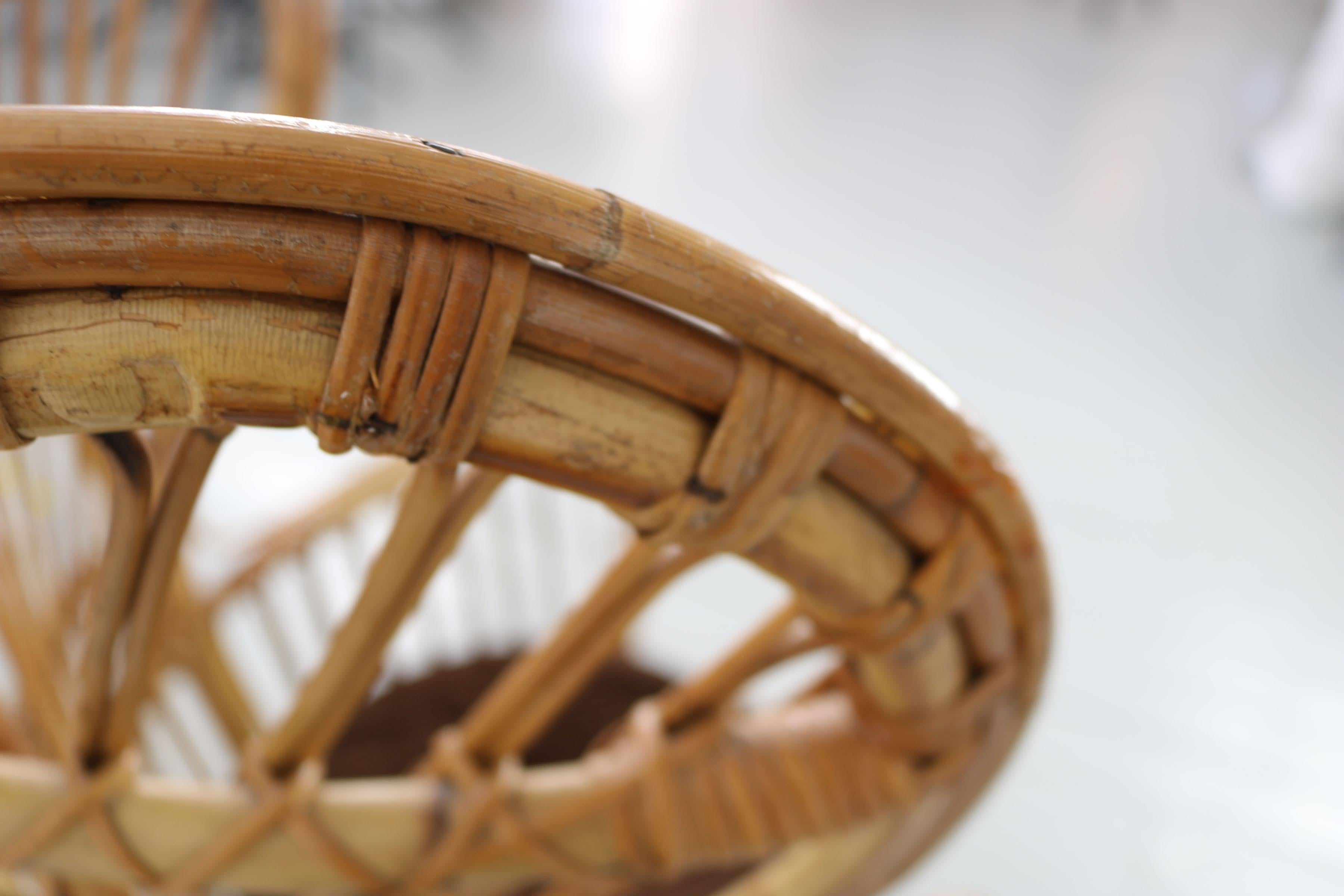 Large Italian Wicker Armchair with High Backrest, 1950s 6