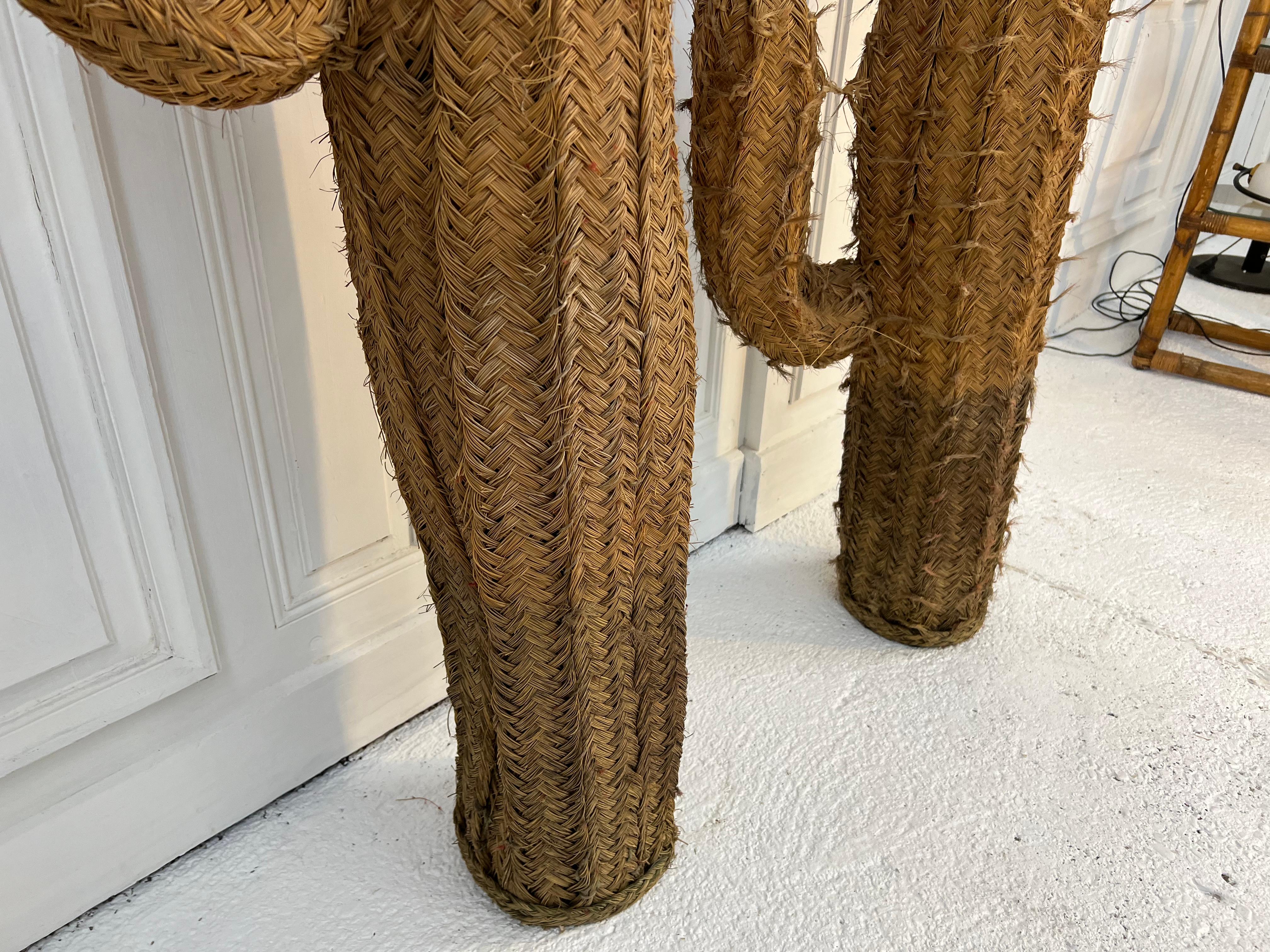 Large Wicker Cactus, 1970s Garden’s Decoration For Sale 2