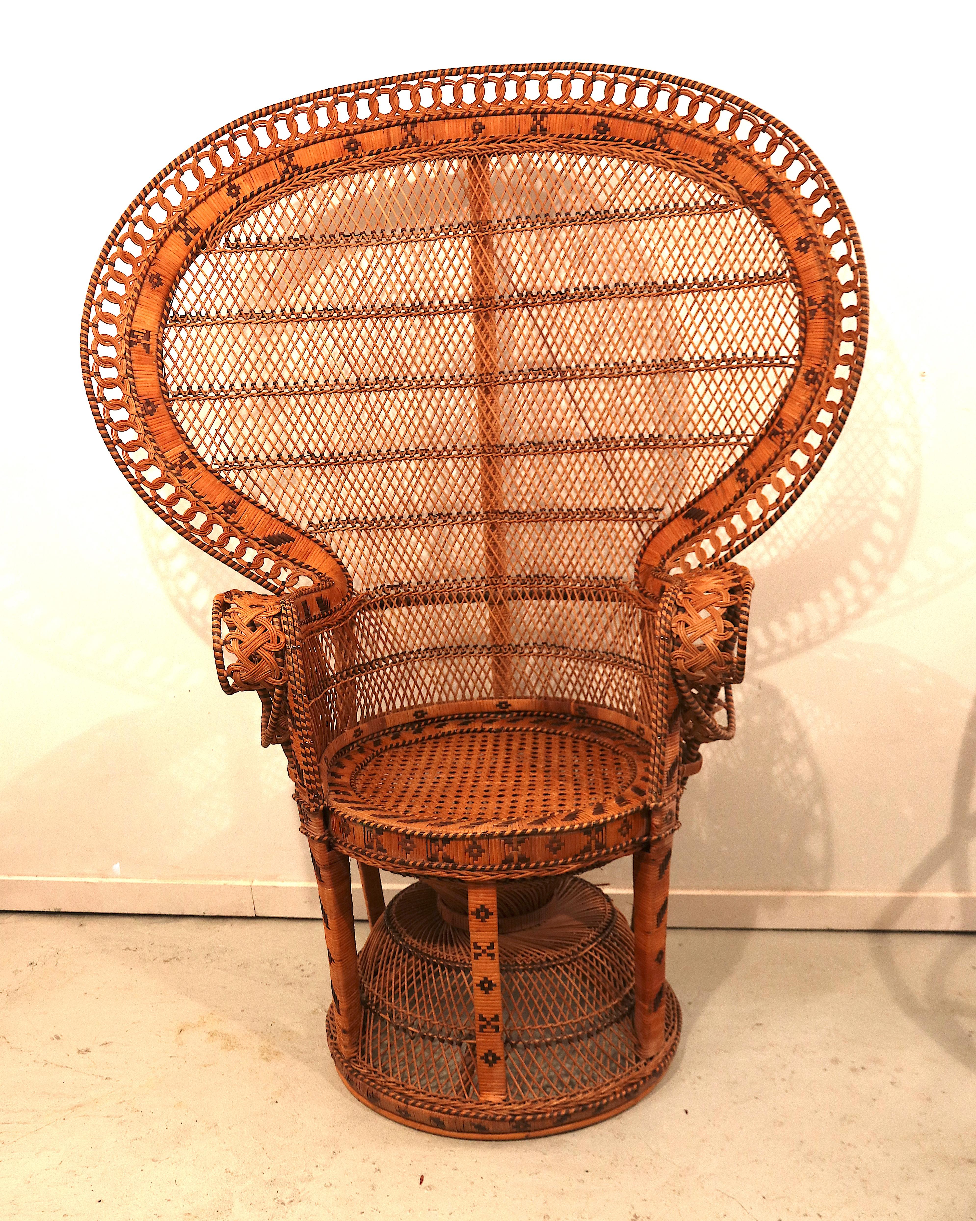 Indonesian Large Wicker Cane Peacock 