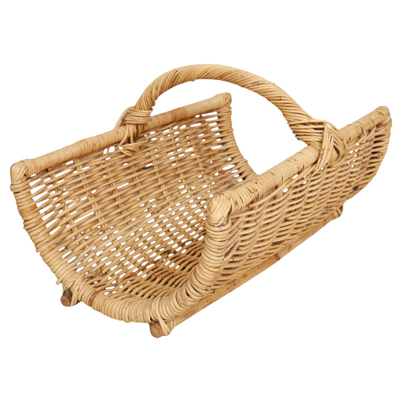 Cesta de mimbre grande para chimenea