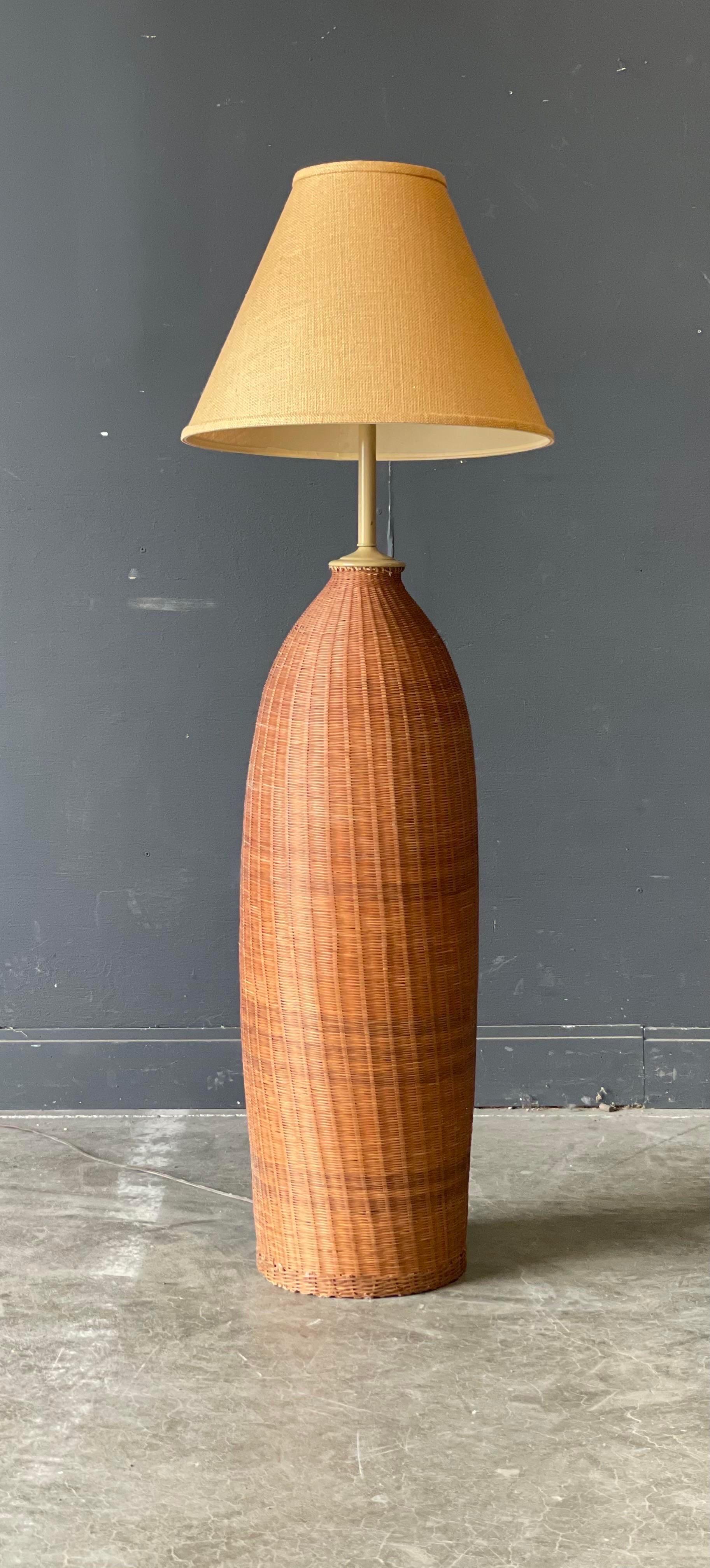 FABULOUS wicker floor lamp, great lines, the perfect addition of an organic element for layering!