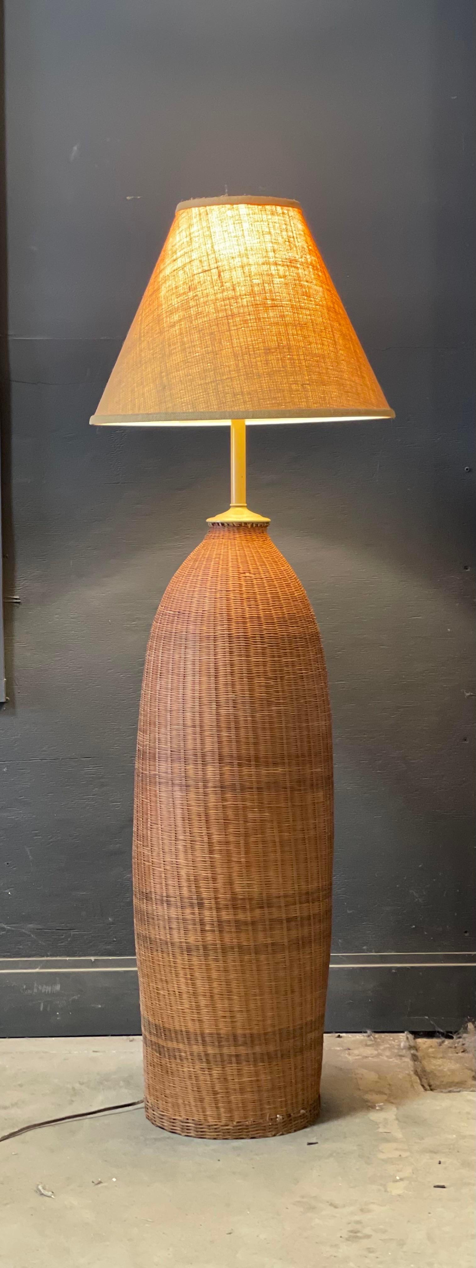 Large Wicker Floor Lamp For Sale 1