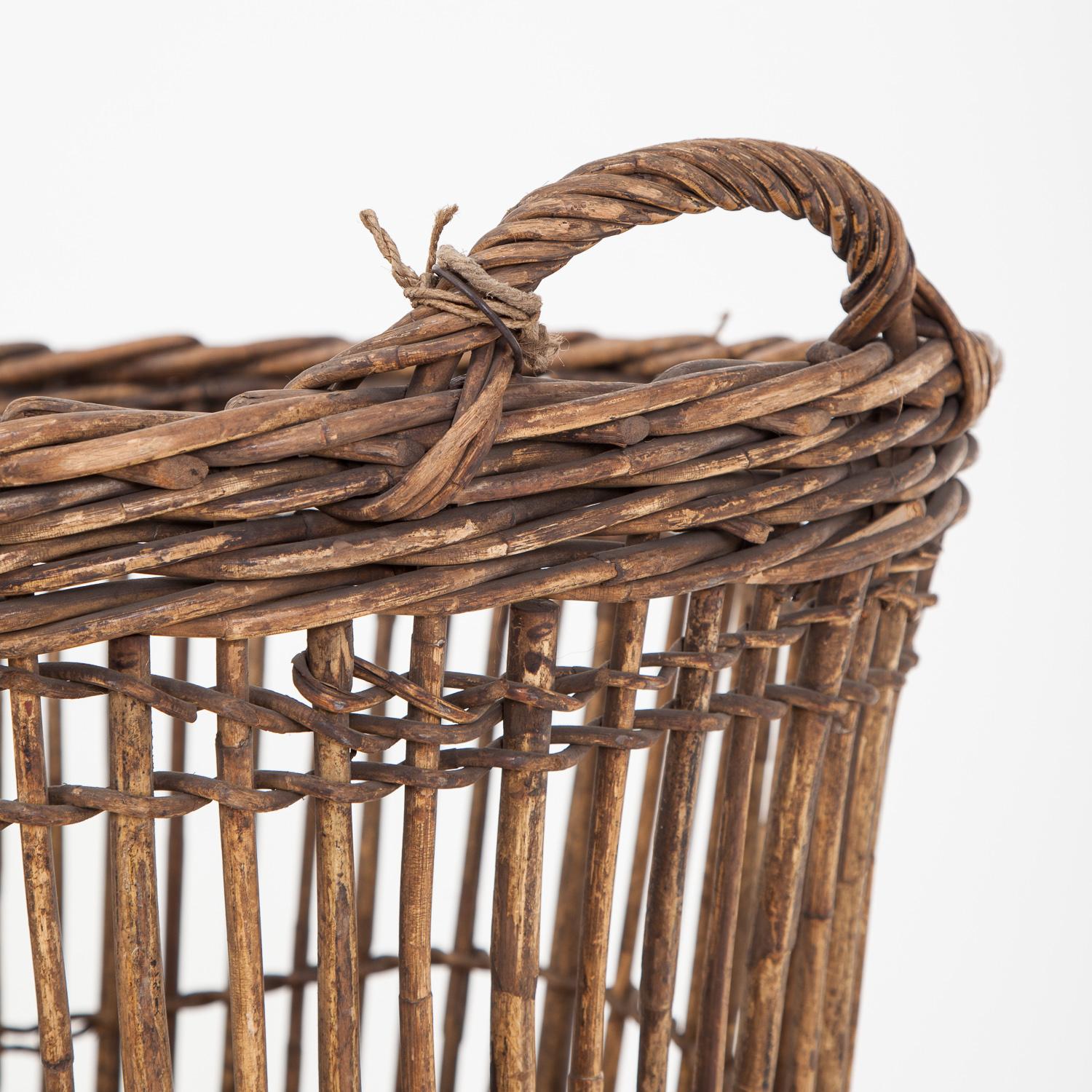 20th Century Large Wicker Laundry Basket
