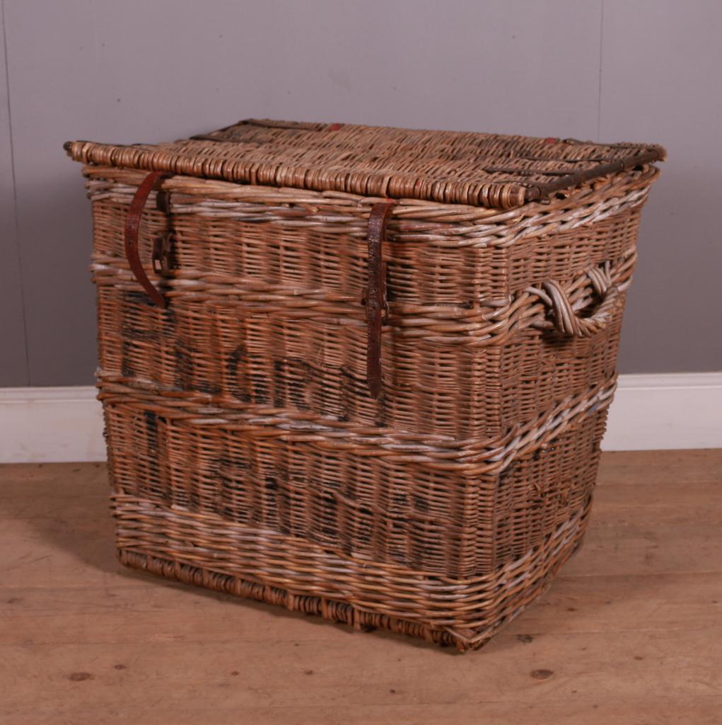 Large heavy duty wicker log basket. 1920.

Dimensions
36 inches (91 cms) wide
24 inches (61 cms) deep
30.5 inches (77 cms) high.

    