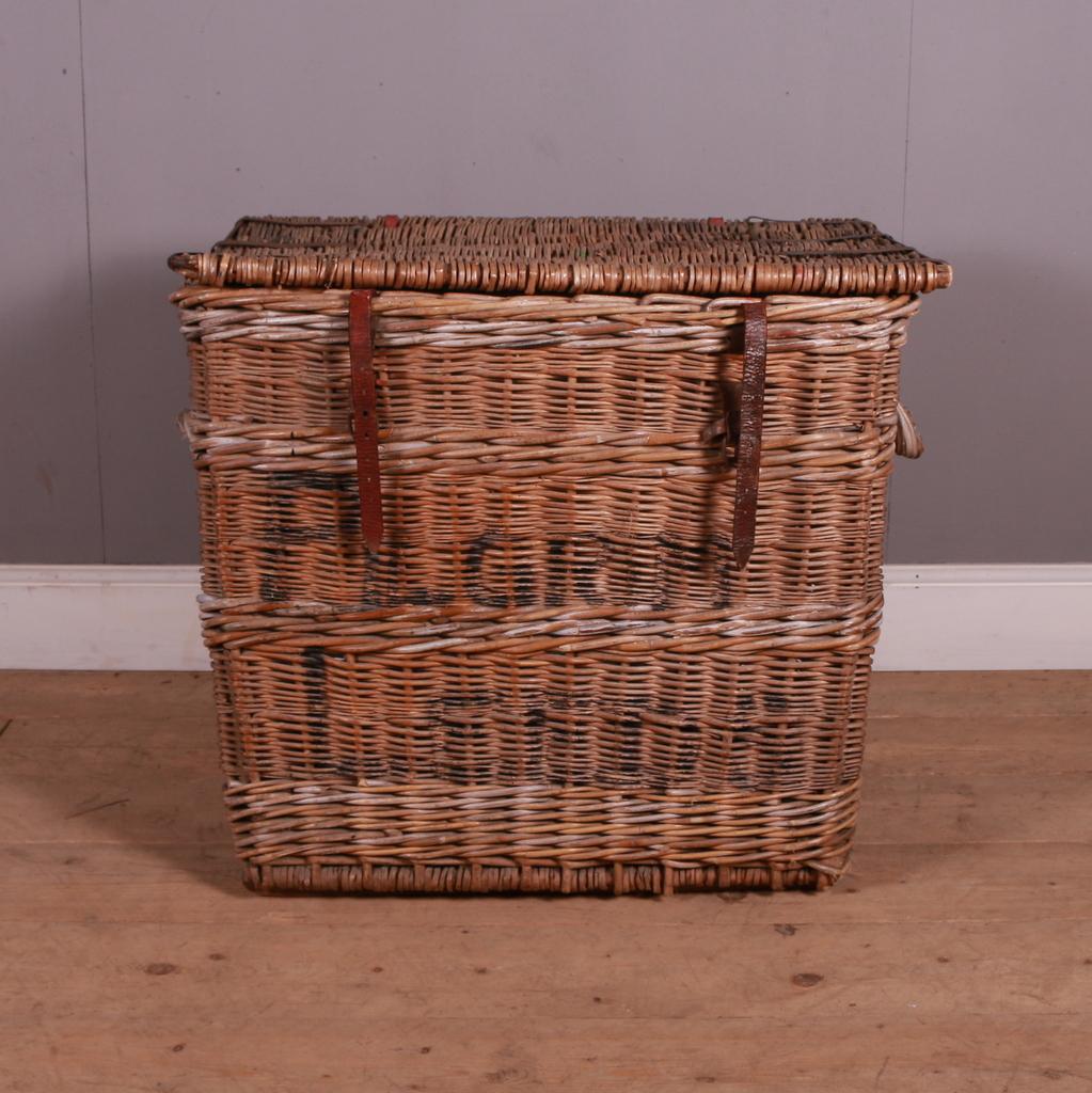 Large Wicker Log Basket In Fair Condition In Leamington Spa, Warwickshire
