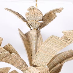 Large Wicker Palm Leaf Chandelier