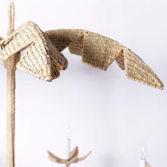 Large Wicker Palm Leaf Chandelier