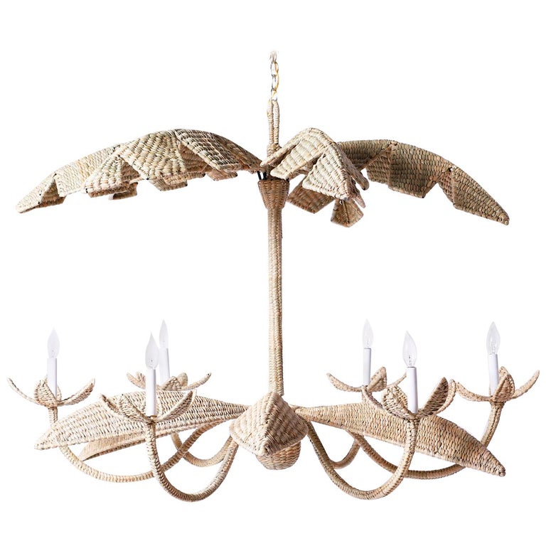 Large Wicker Palm Leaf Chandelier at 1stDibs wicker palm leaves