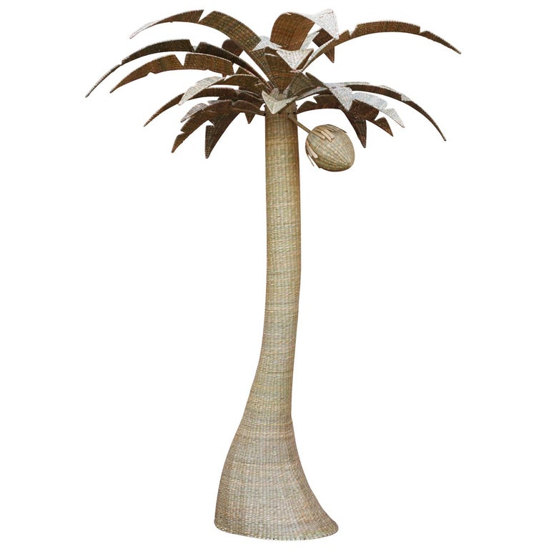 Large Rattan Palm Tree Large Wicker Palm Tree with Coconut at 1stDibs