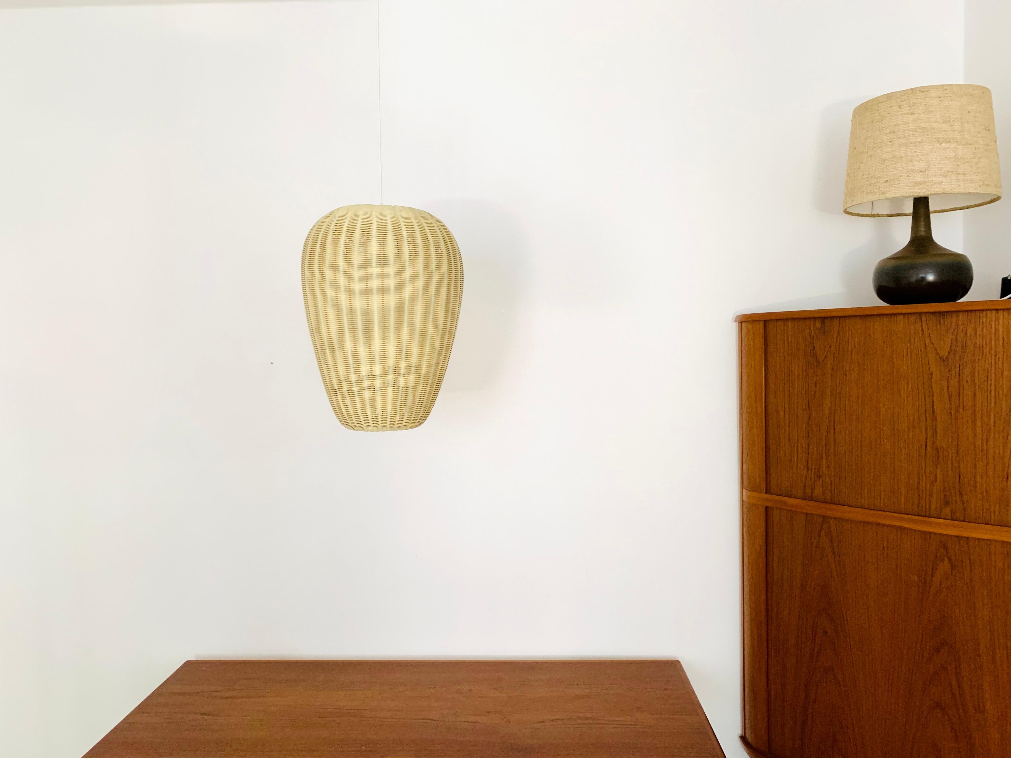 German Large Wicker Pendant Lamp For Sale