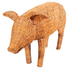 Large Wicker Pig Sculpture designed by M.Lopez Torres