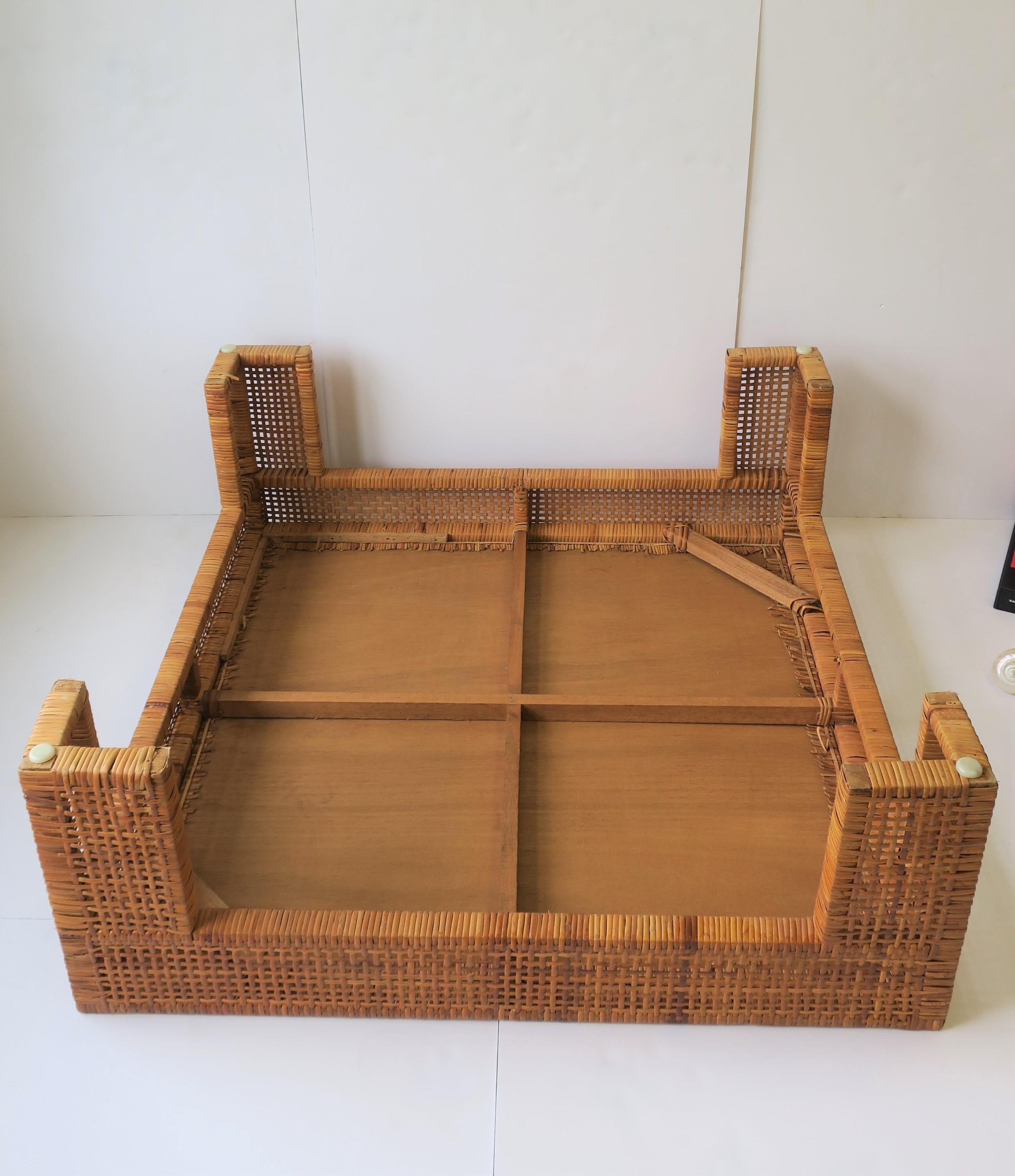 Large Wicker Rattan Coffee Table, circa 1980s 6