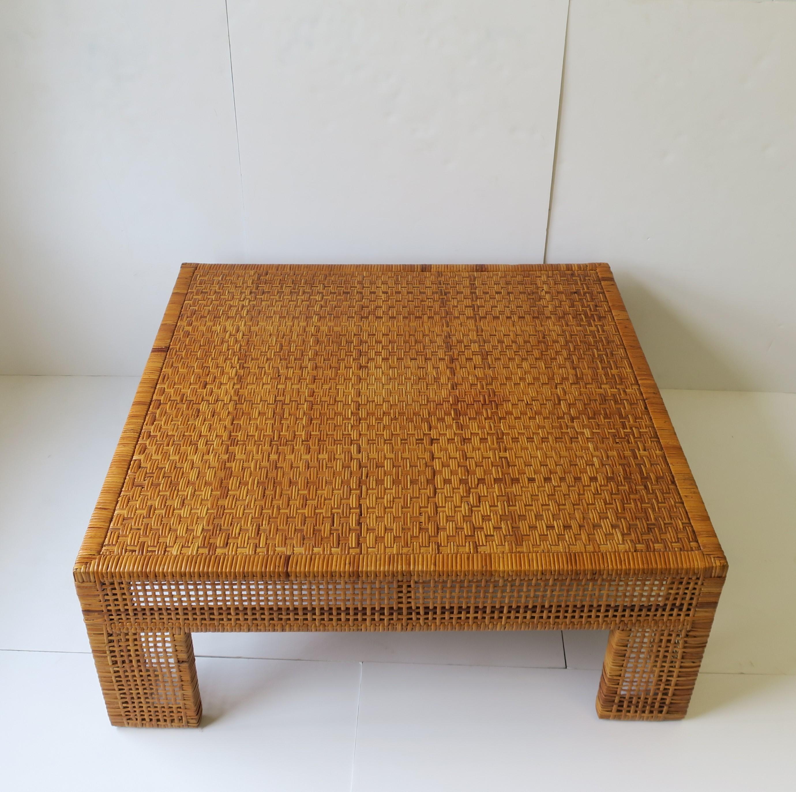 Large Wicker Rattan Coffee Table, circa 1980s In Good Condition In New York, NY