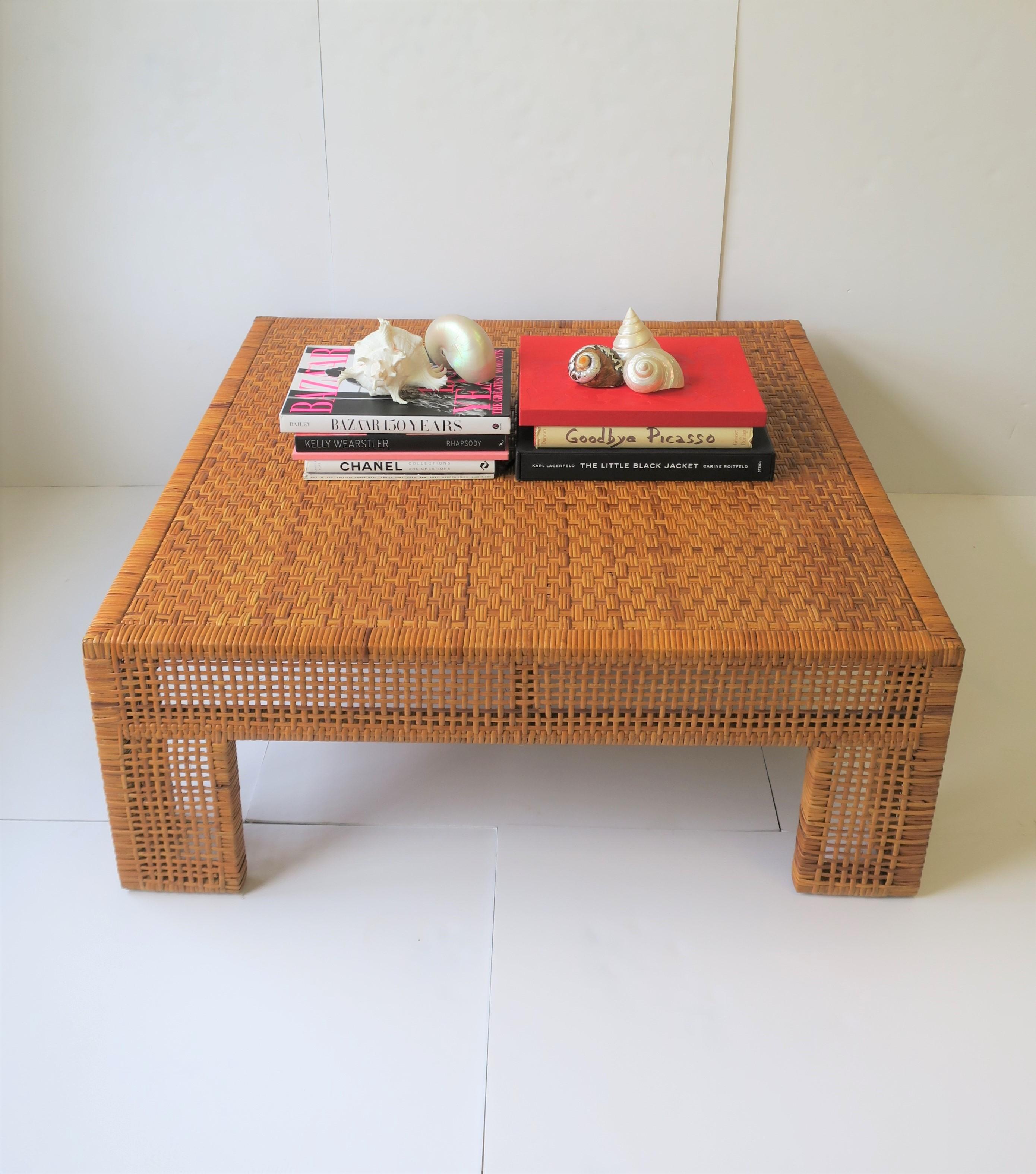 Late 20th Century Large Wicker Rattan Coffee Table, circa 1980s