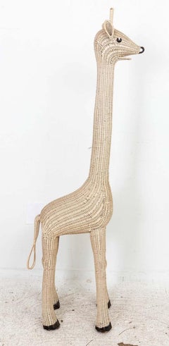 Large Wicker Rattan Standing Giraffe