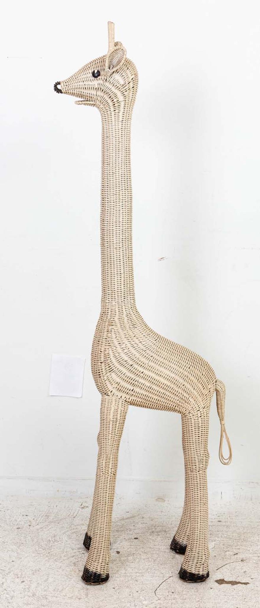 Woven Large Wicker Rattan Standing Giraffe For Sale