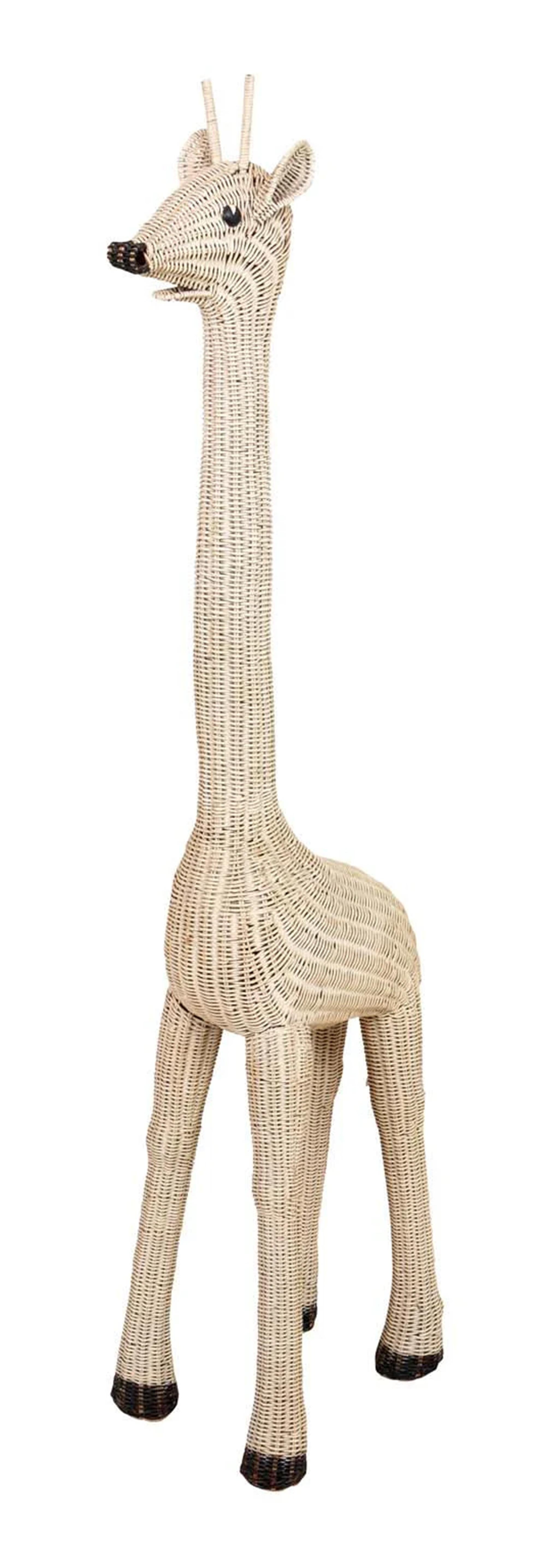 Large Wicker Rattan Standing Giraffe For Sale 2