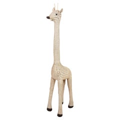 Large Wicker Rattan Standing Giraffe