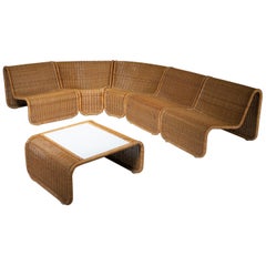 Large Rattan Set by Tito Agnoli for Bonacina