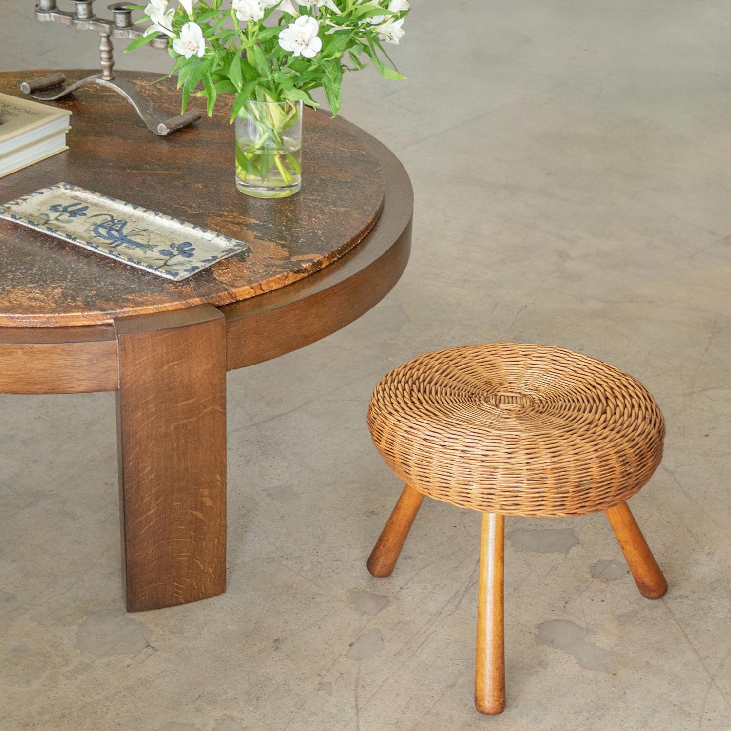 Large Wicker Stool by Tony Paul In Good Condition In Los Angeles, CA