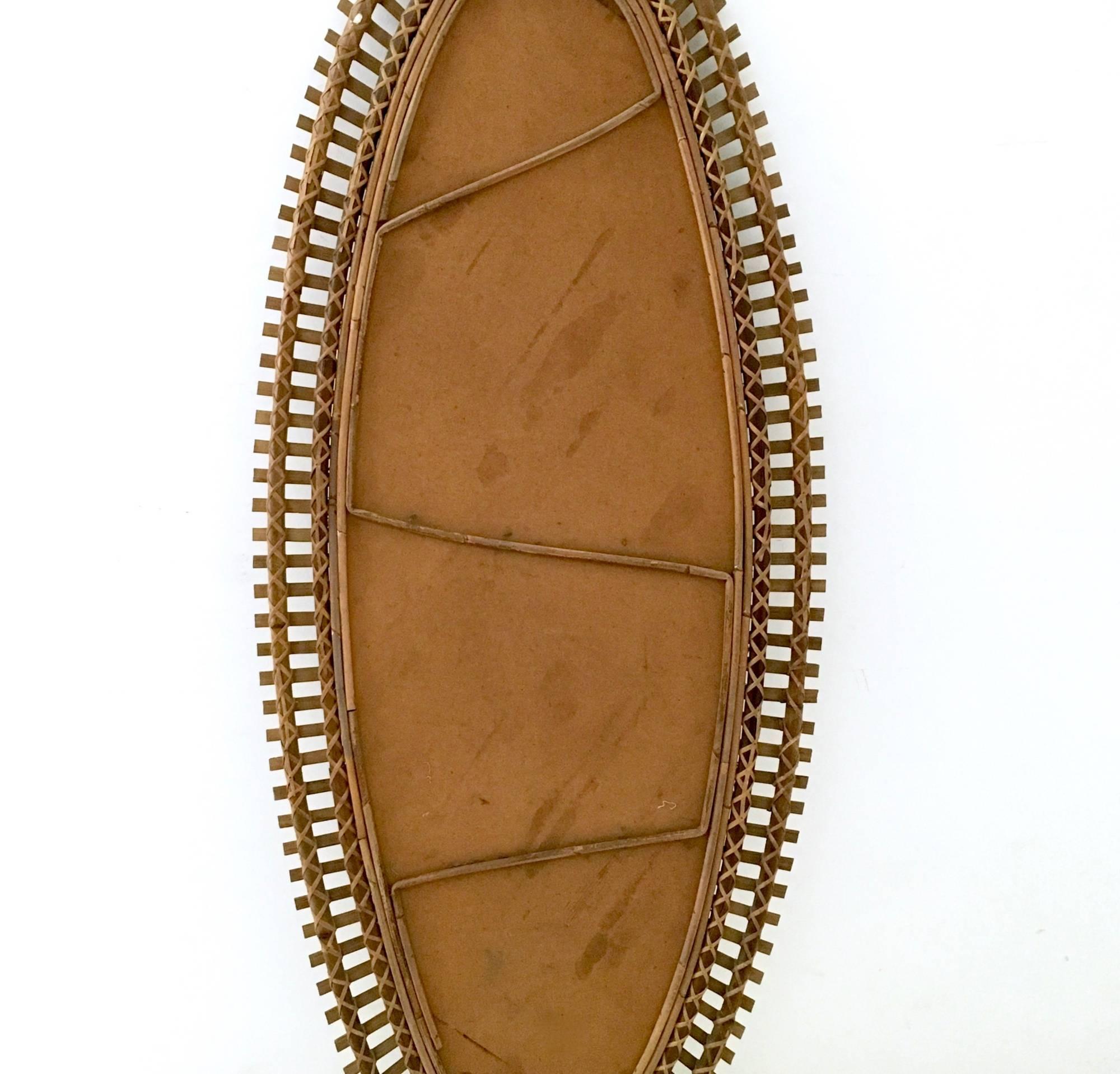 Large Wicker Wall Mirror in the Style of Franco Albini, Italy, 1960s-1970s In Good Condition In Bresso, Lombardy