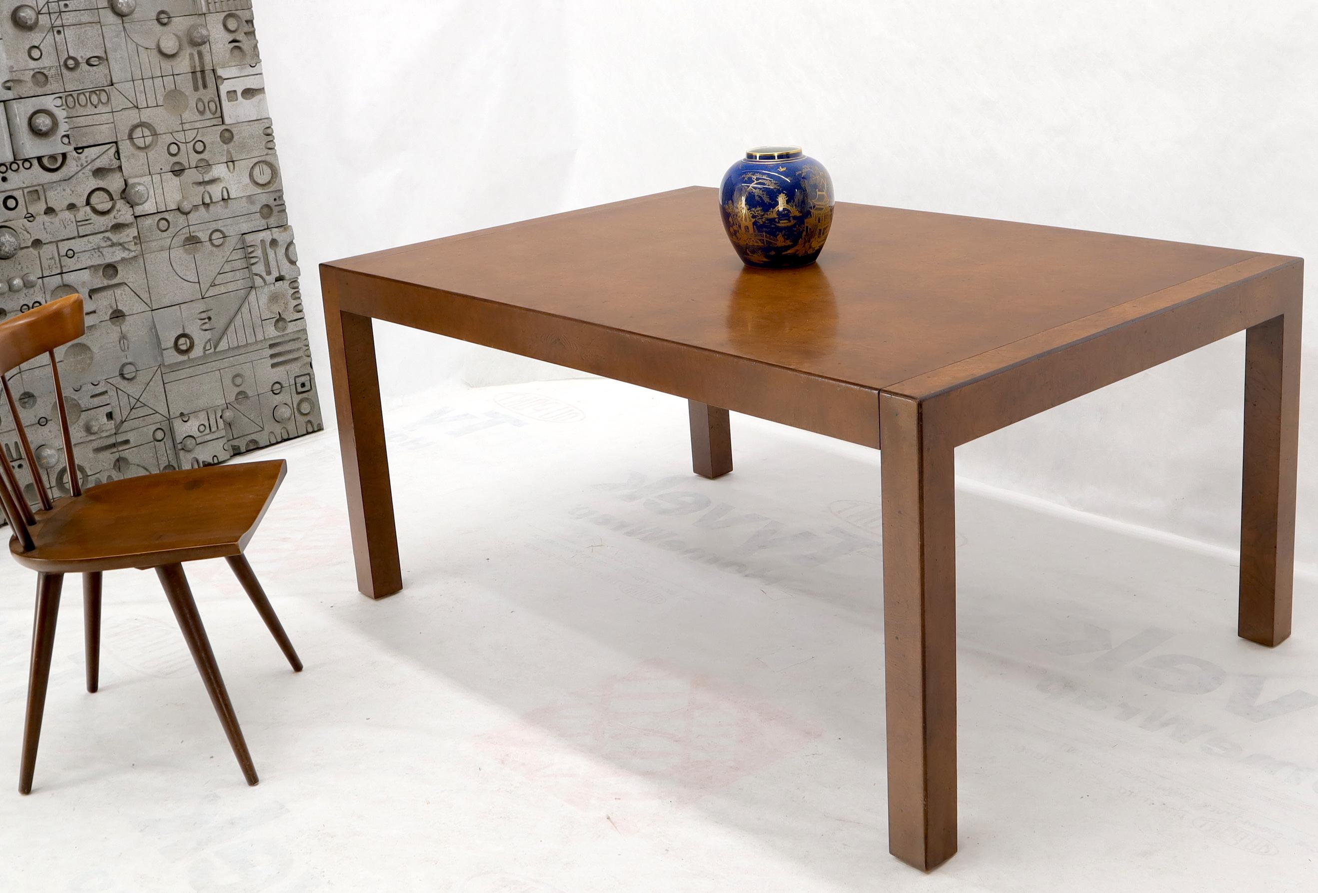 Mid-Century Modern burl walnut dining table with 2 x 20