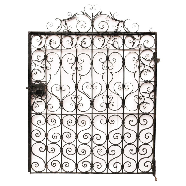 Large and Wide Antique Wrought Iron Pedestrian Gate For Sale at 1stDibs