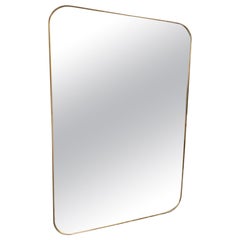 Large Wide Brass Mirror, Curved corners- Italy Midcentury Vintage Large Wide Brass Mirror, Curved corners- Italy Midcentury