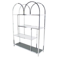 Große Breite Chrom Rauchglas Double Dome Shade Etagere Regal Wandelement MINT