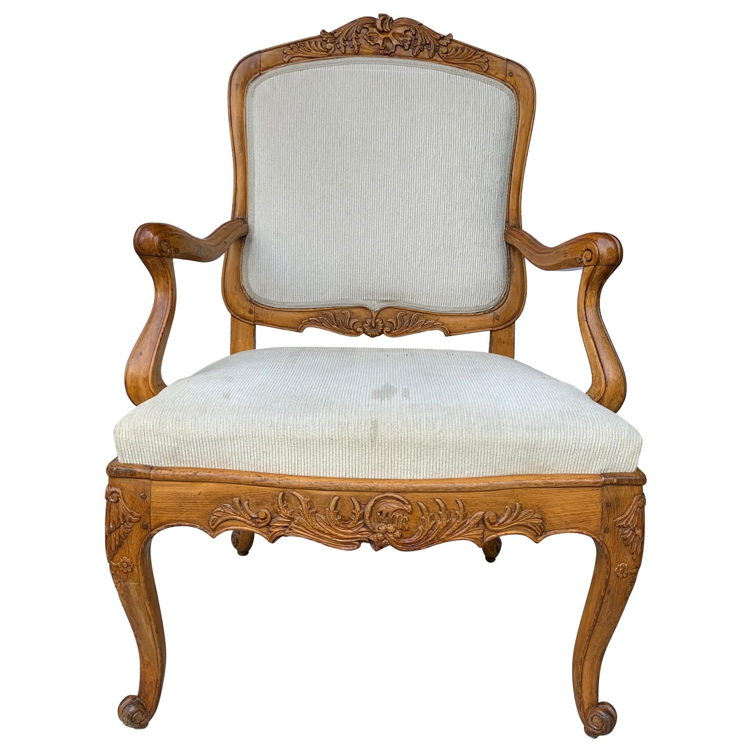 Rococo Grand fauteuil danois rococo large, vers 1770 en vente