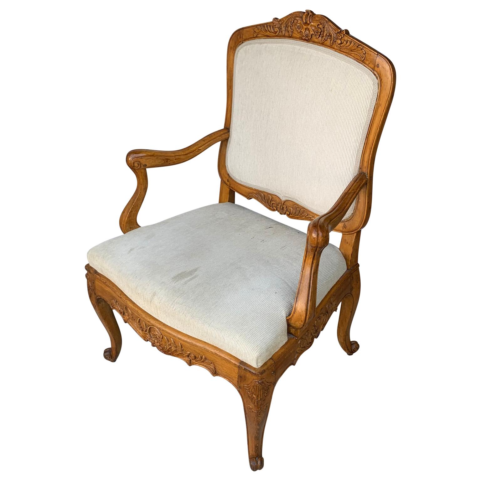 18th Century Large Wide Danish Rococo Armchair, Circa 1770 For Sale