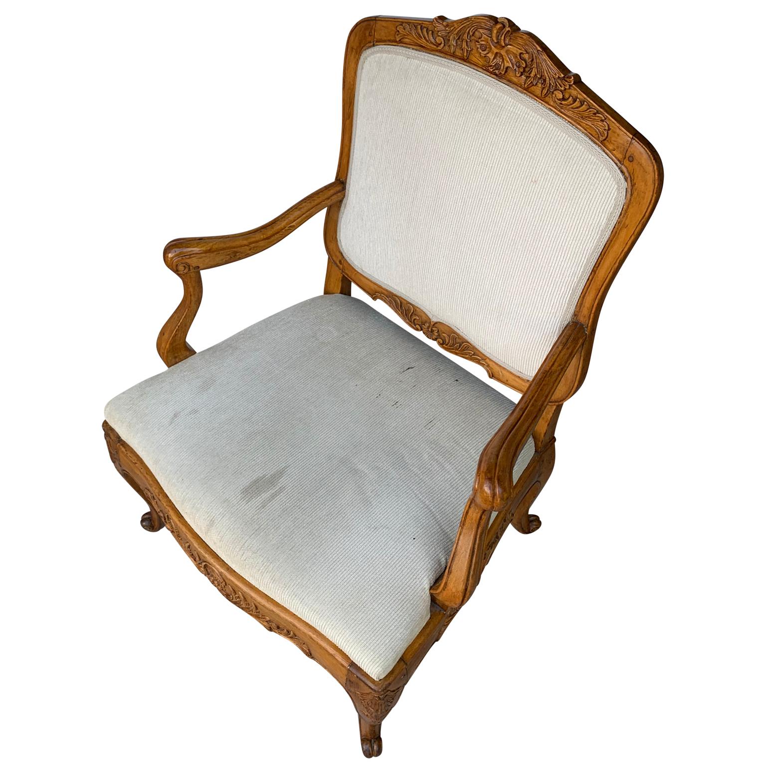 Wood Large Wide Danish Rococo Armchair, Circa 1770 For Sale