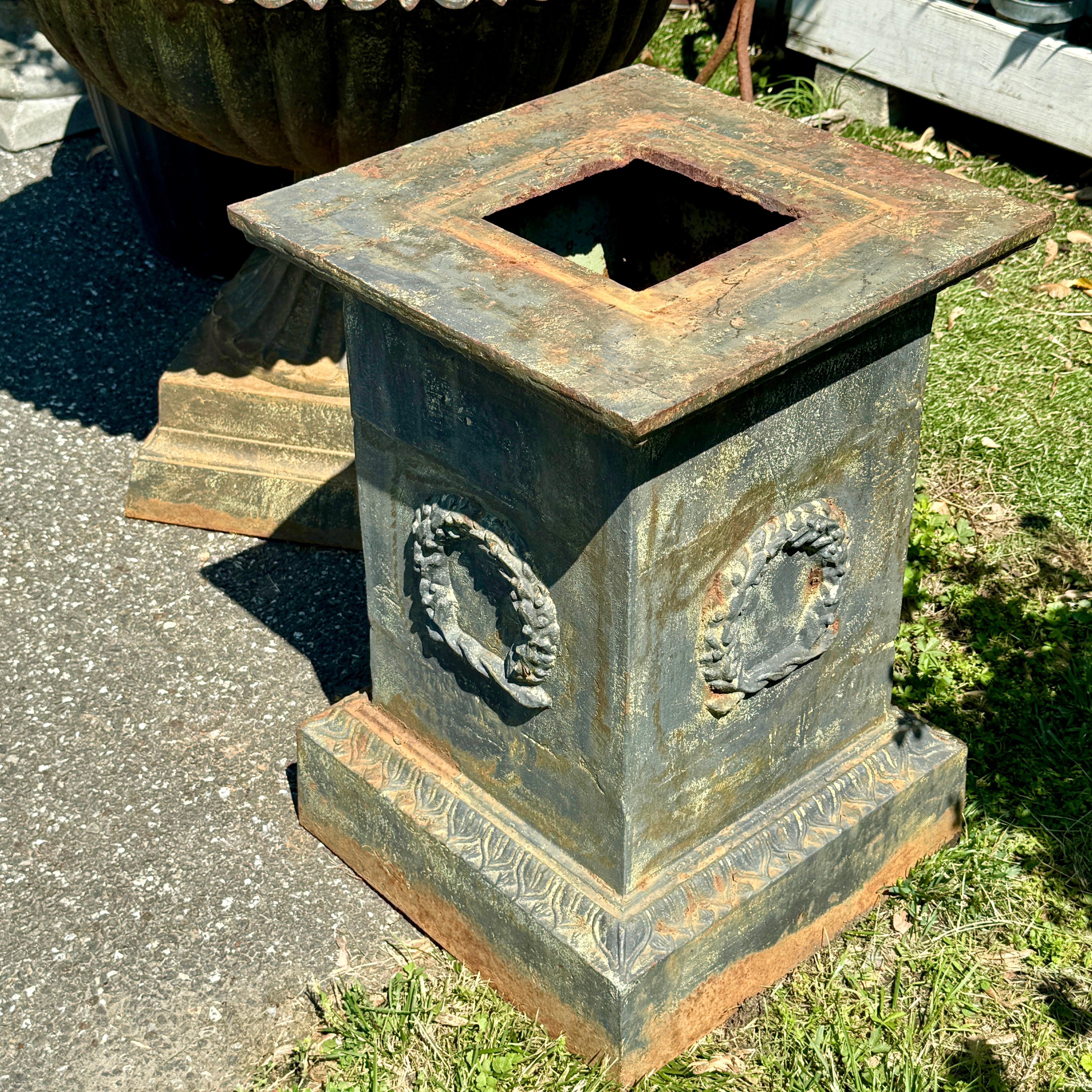 Large Wide-diameter Cast Iron Urn on Stand, Garden Planter 6