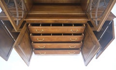 Large Wide Mahogany Individual Bubble Glass Panes Doors Breakfront China Cabinet