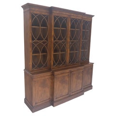 Large Wide Mahogany Individual Bubble Glass Panes Doors Breakfront China Cabinet Large Wide Mahogany Individual Bubble Glass Panes Doors Breakfront China Cabinet