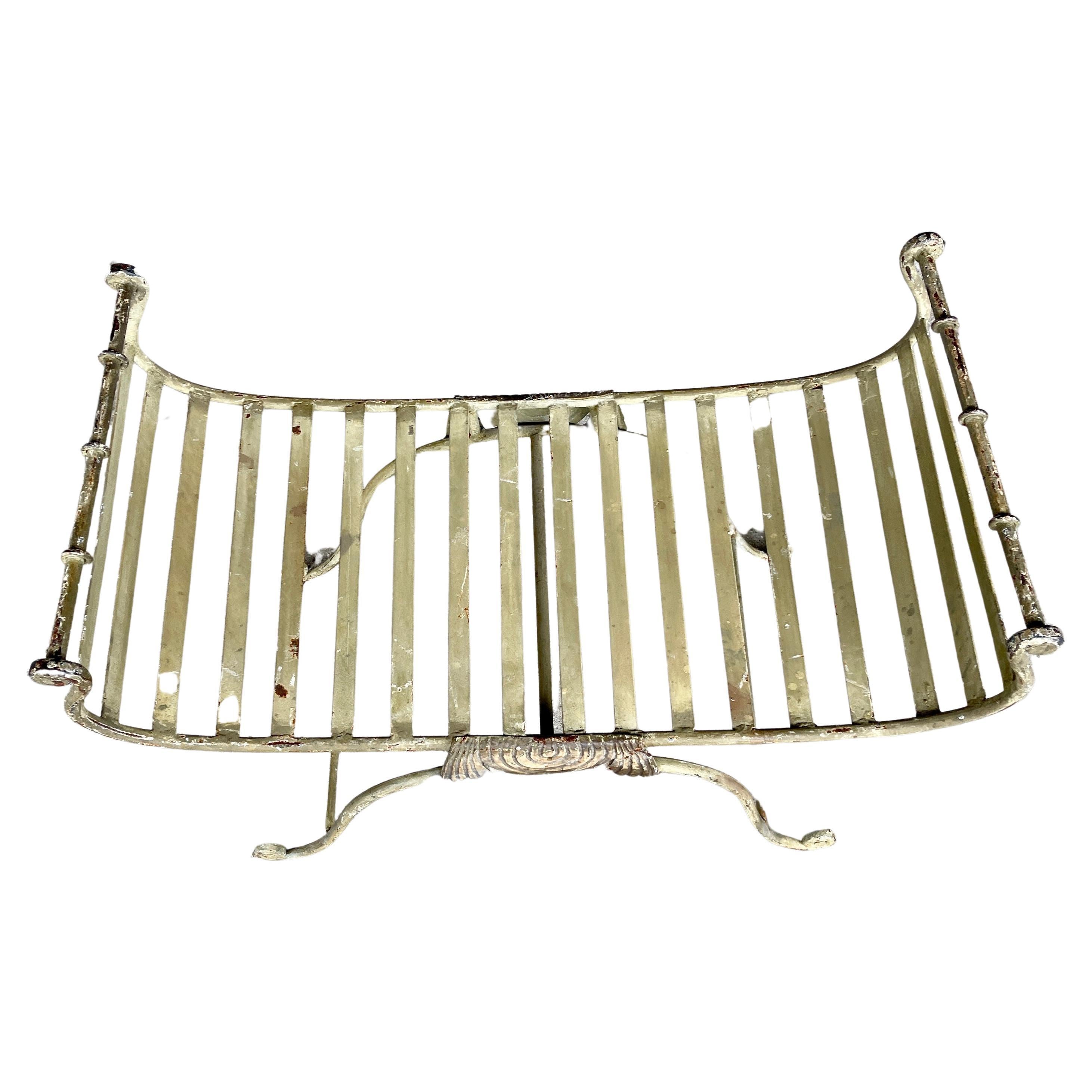 Classical Roman Large Wide Patio Garden Painted Iron Seat Bench, Circa 1930-1950 For Sale