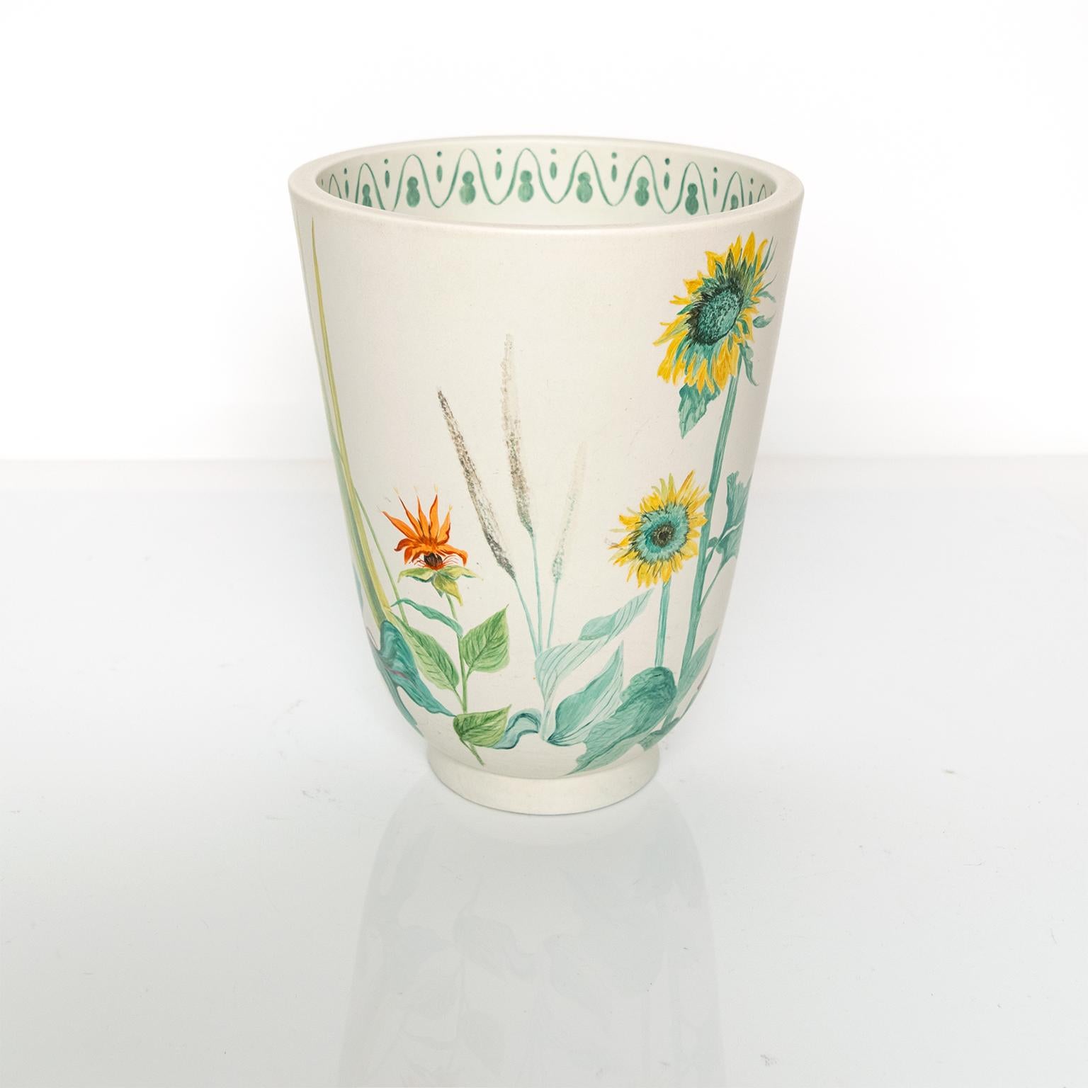 Ceramic Large Wilhelm Kage Hand Decorated vase Gustavsberg For Sale