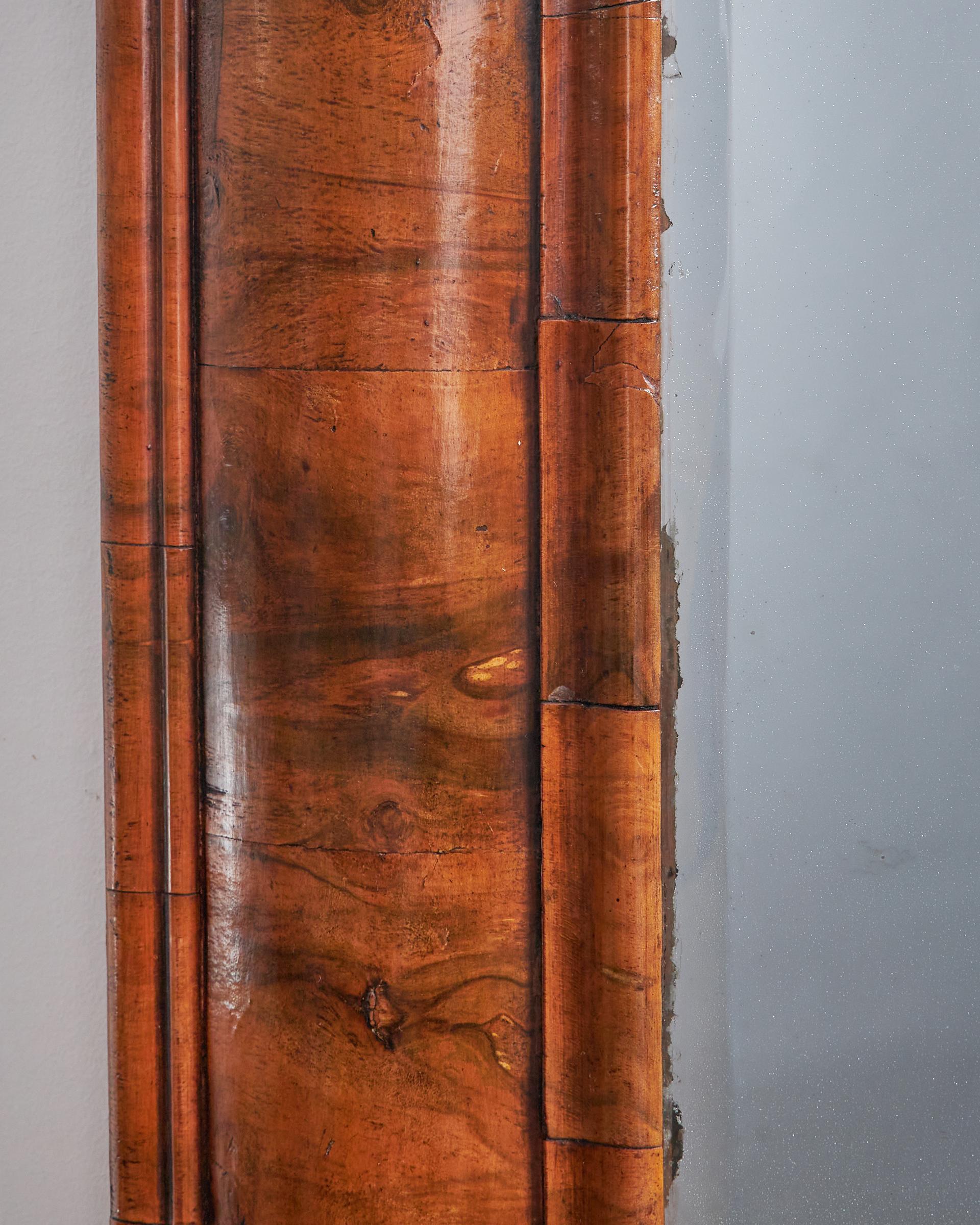 18th Century and Earlier Large William and Mary 17th Century Figured Walnut Cushion Mirror C, 1690