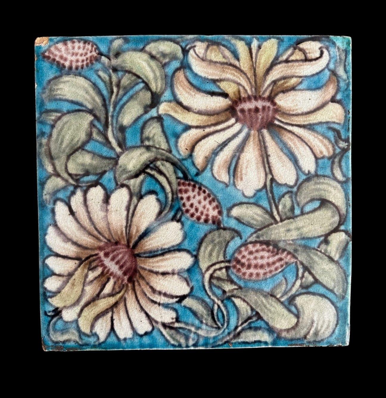 19th Century Large William De Morgan Tile For Sale