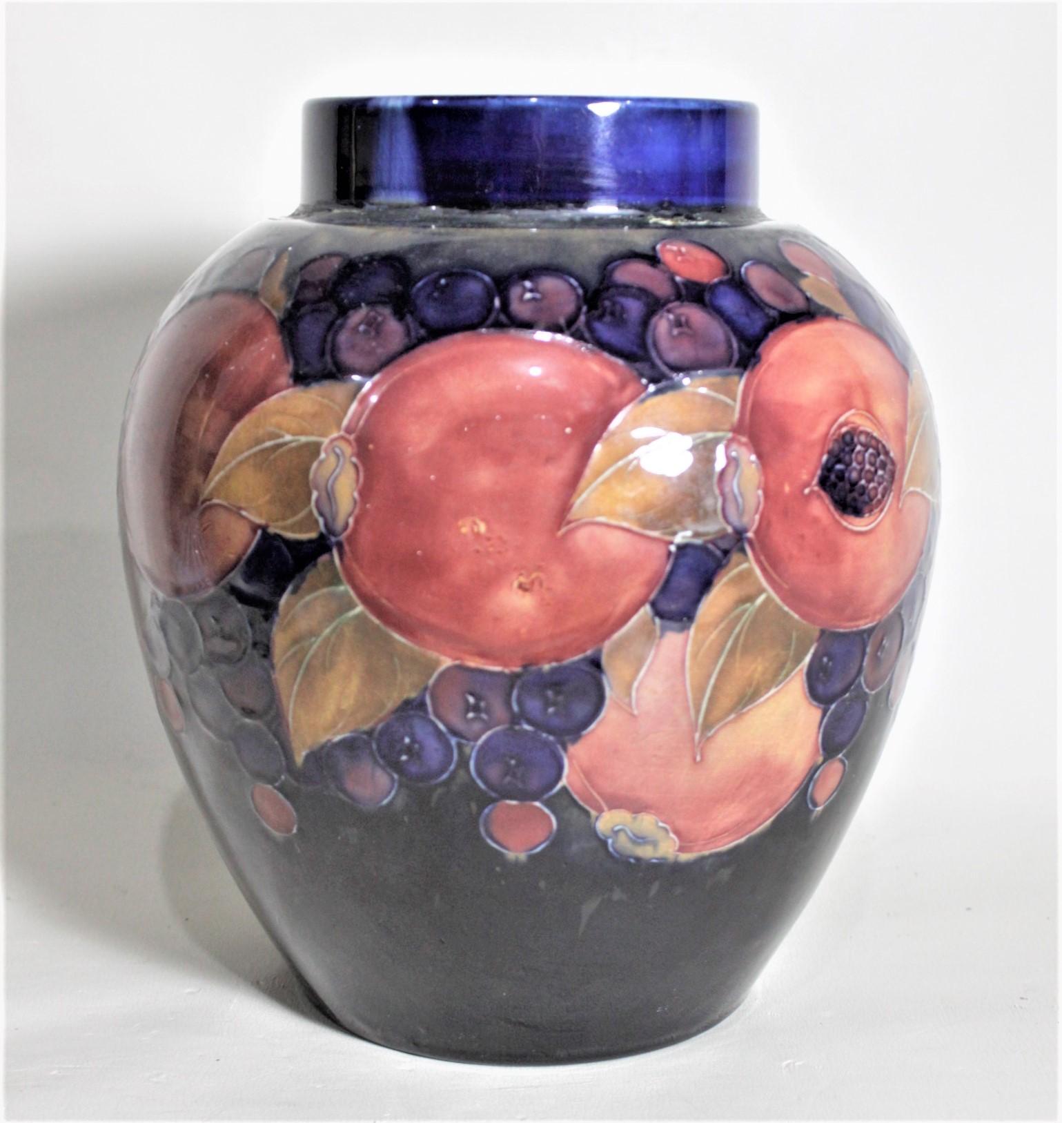 20th Century Large William Moorcroft Art Pottery Pomegranate Lidded Ginger Jar or Vase For Sale