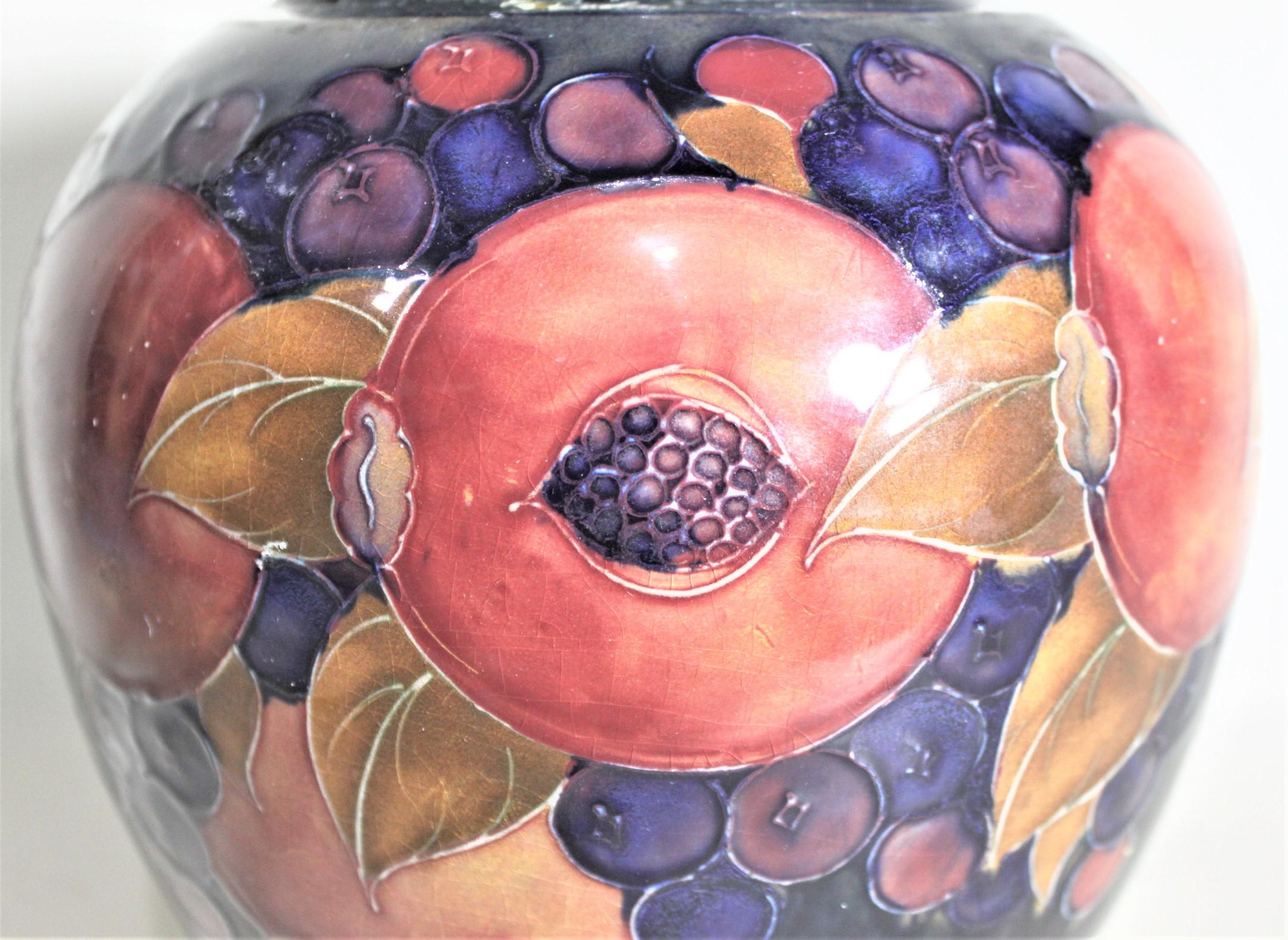 Large William Moorcroft Art Pottery Pomegranate Lidded Ginger Jar or Vase For Sale 1